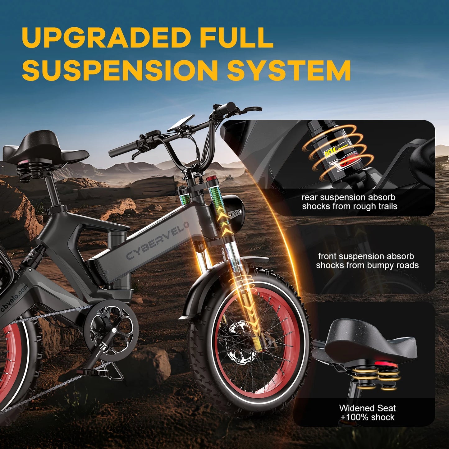 Foldable 1000W Electric Fat Tire Bike Removable 48V Battery