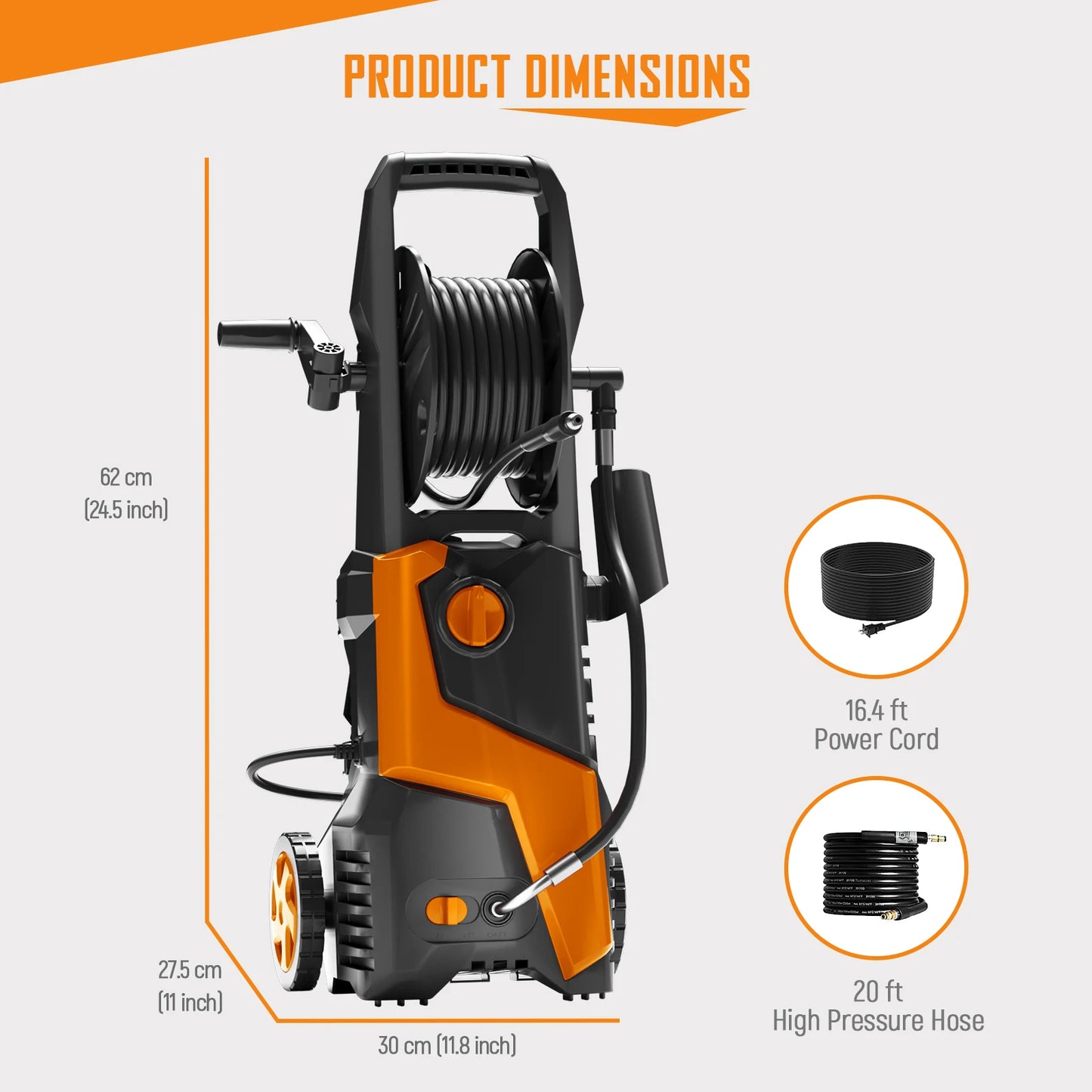 Electric Pressure Washer 5000 PSI Max 3.5 GPM 20Ft Hose