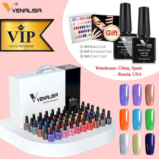 VENALISA VIP Kits 7.5ML Nail Gel Polish 62pcs Color Set