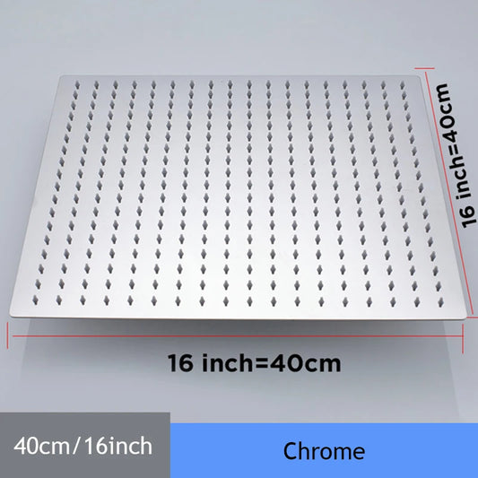 Shower Head 16 Inch Premium Rainfall Square Stainless Chrome
