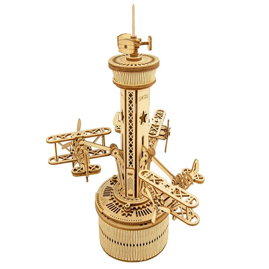 Robotime Rokr 84pcs Rotatable DIY 3D Starry Night Wooden Model Building Kit Block Assembly Music Box Toy Gift for Children Adult