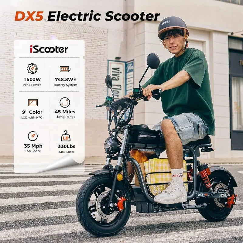 Adult Electric Scooter With Seat 1500W Dual Suspension
