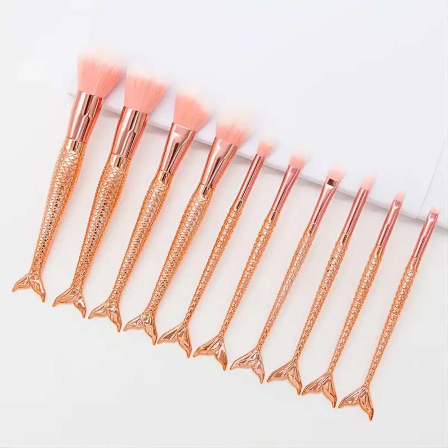 10pcs Rose Gold Glitter Makeup Brushes Set