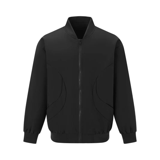 Men's Long Sleeve Baseball Jacket Solid Color Zip Up Coat