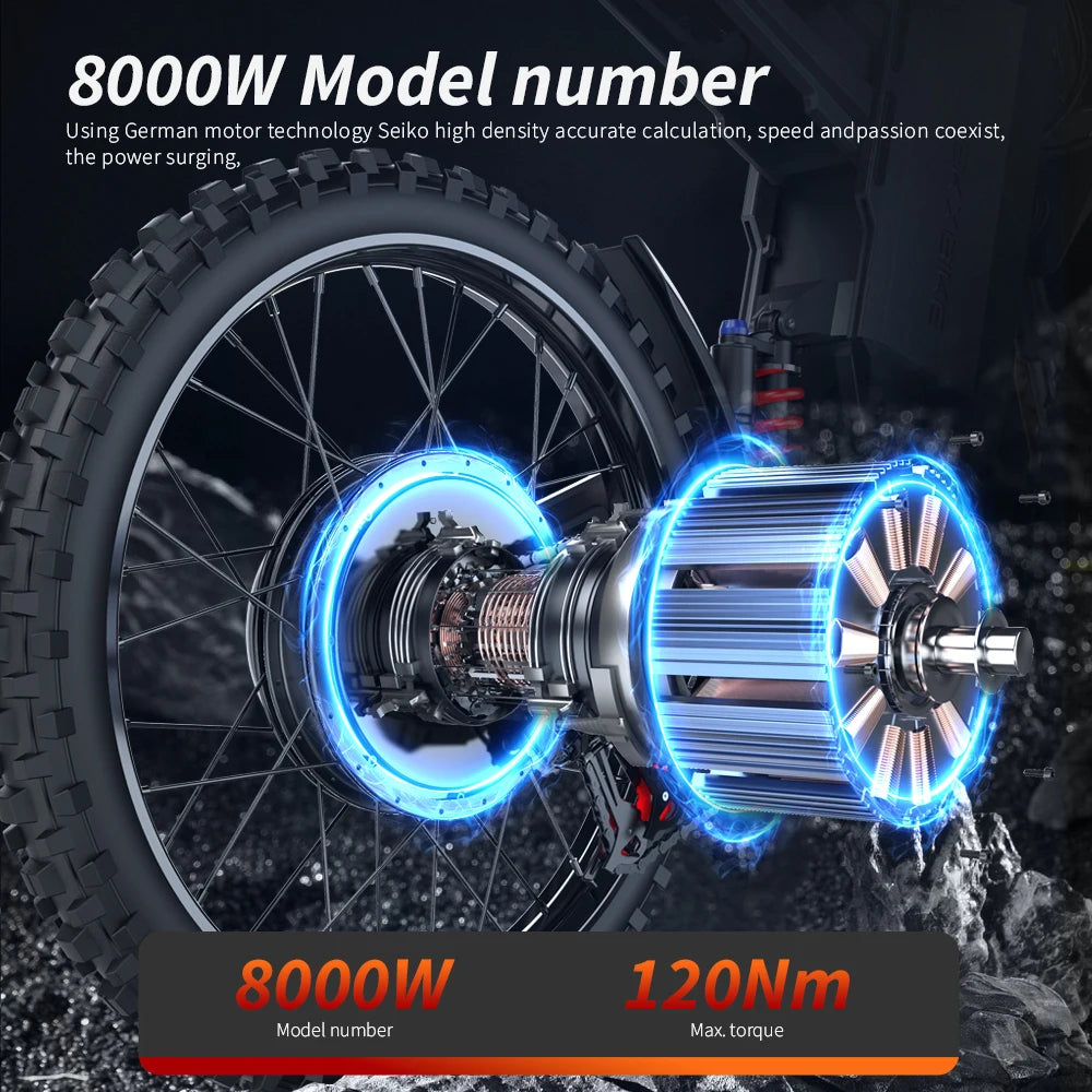 EKXBIKE GTS All Terrain Electric Bike 8000W Peak 72V30Ah