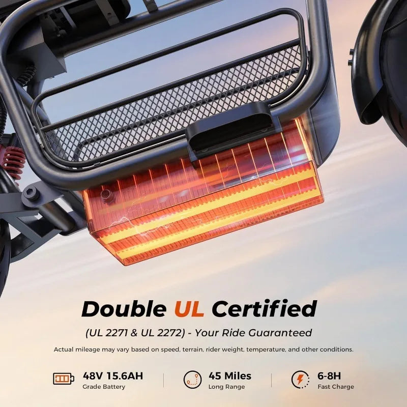 Adult Electric Scooter With Seat 1500W Dual Suspension