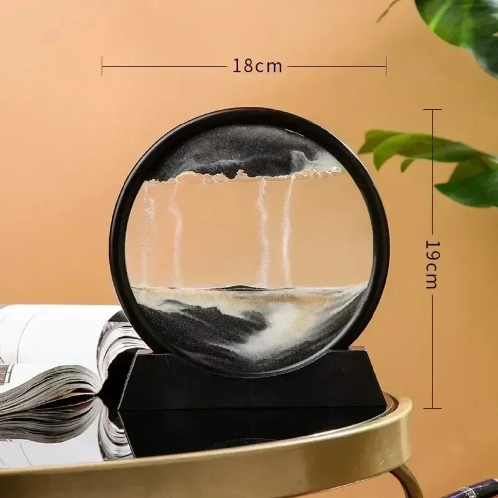 3D Hourglass Quicksand Moving Sand Art Picture Round Glass Deep Sea Sandscape Craft Flowing Painting Office Home Decor Gift Game