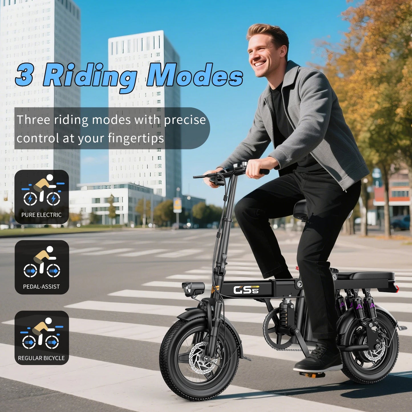 Folding Electric Bike for Adults and Teens 750W Peak Motor 20 Plus MPH 35 Miles Commuter Ebike with 48V 15AH Removable Battery
