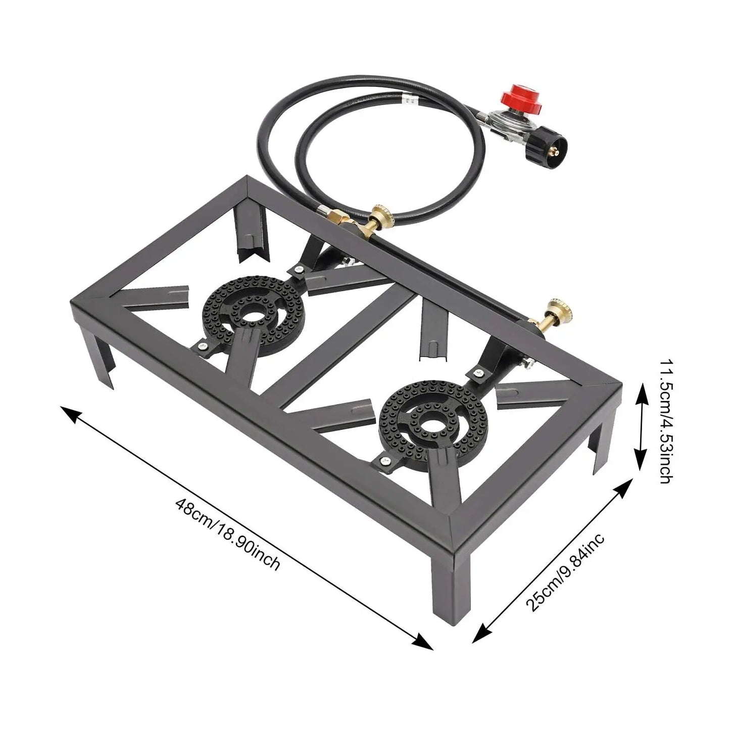 Cast Iron Double Burner Portable Outdoor Camp Stove Gas Powered Free Standing