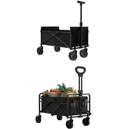 Outdoor Camping Handcart with Foldable Wheels Portable Cargo Transport for Hiking Camping and Adventures One Hand Operation