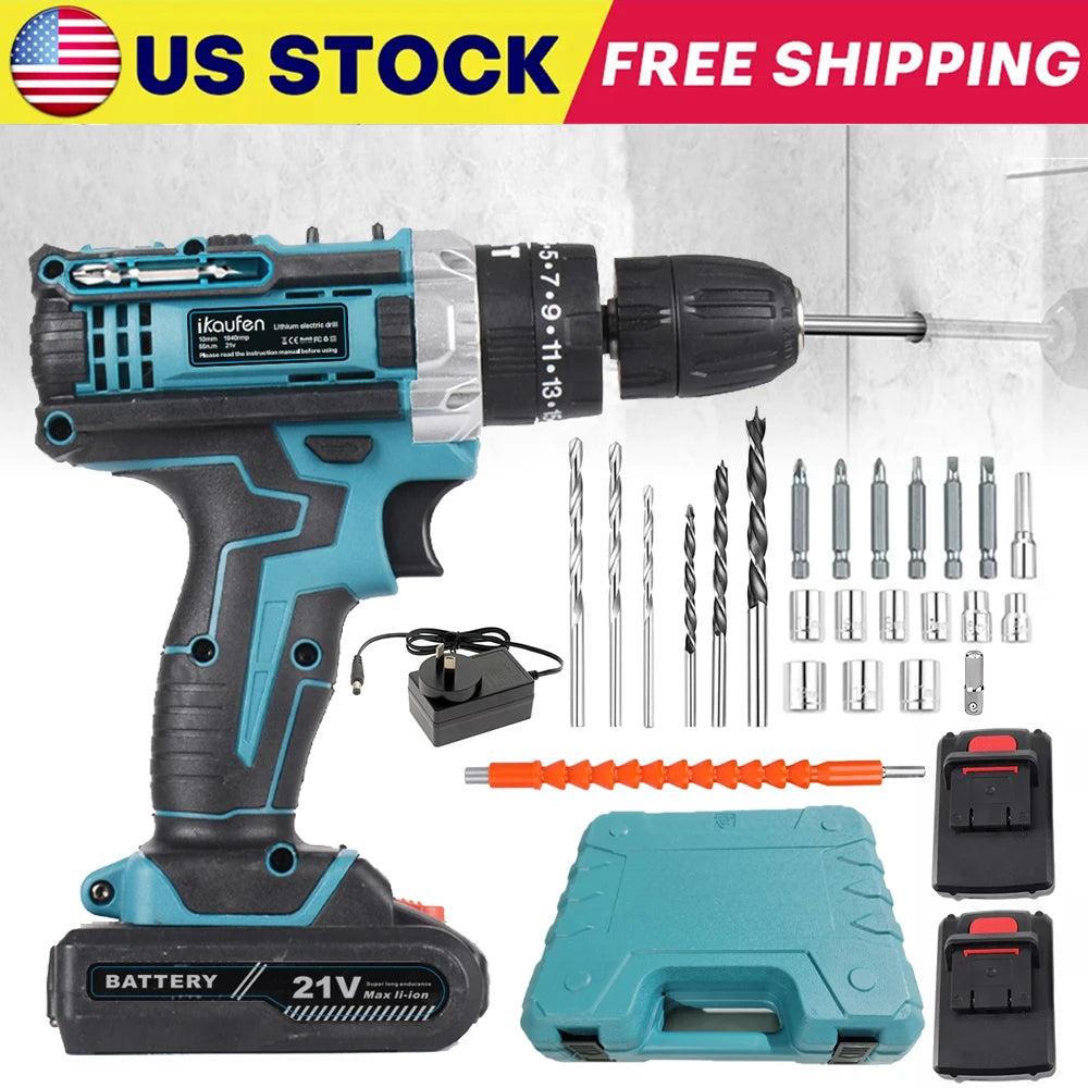 21V Cordless Drill Screwdriver Mini Wireless Power Driver