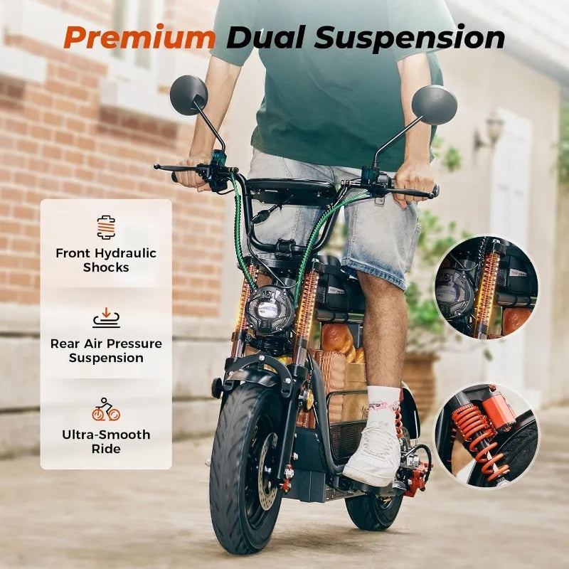 Adult Electric Scooter With Seat 1500W Dual Suspension
