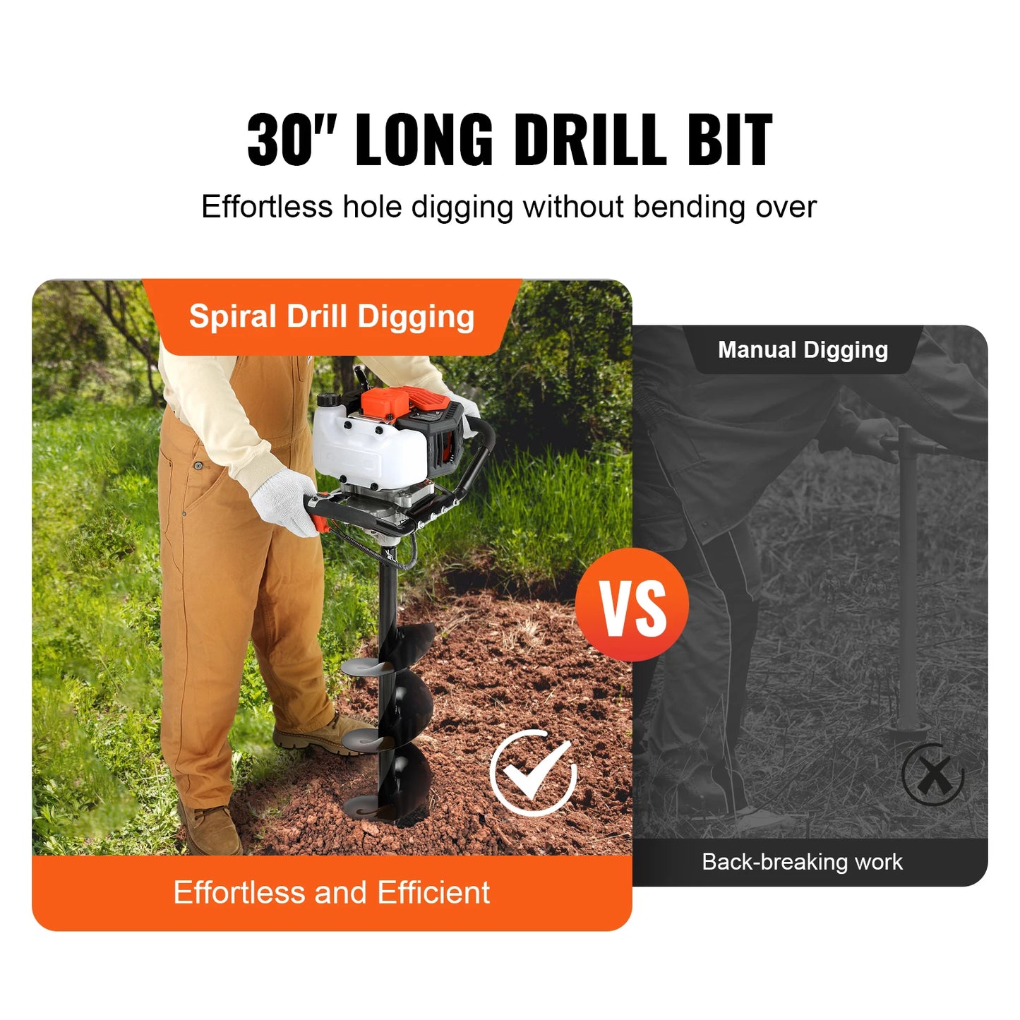 SucceBuy Gas Powered Post Hole Digger 43cc Auger For Soil