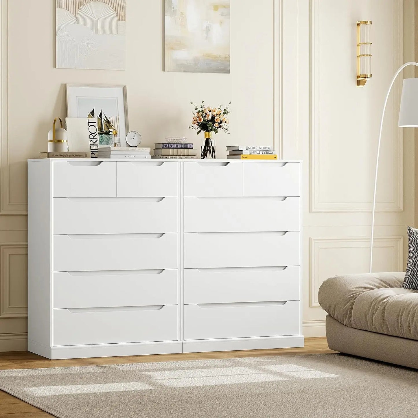 Modern 6 Drawer Dresser for Bedroom, Tall Chest Organizer