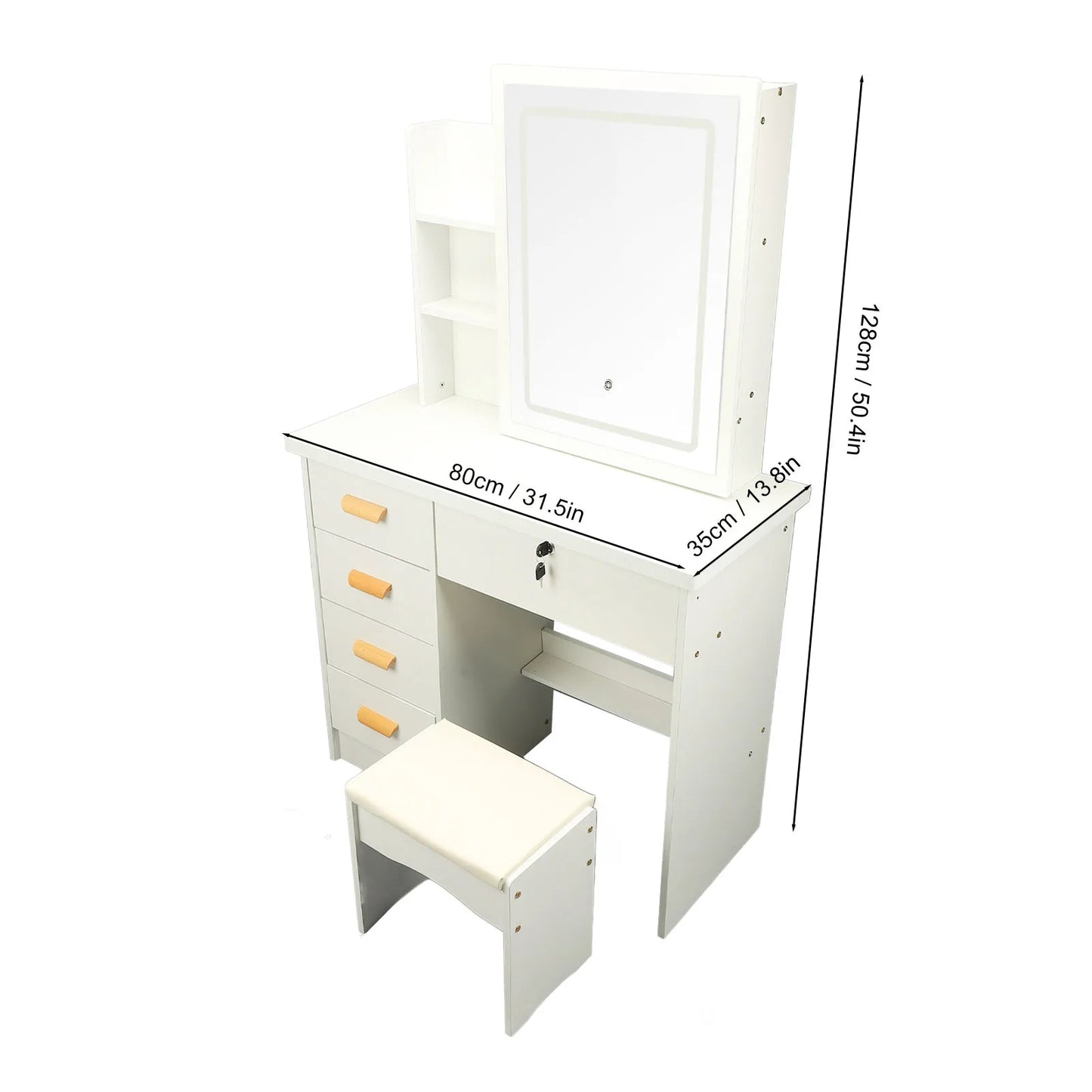 Dressing Table Modern Multi Functional Lighted Mirror Vanity Desk
