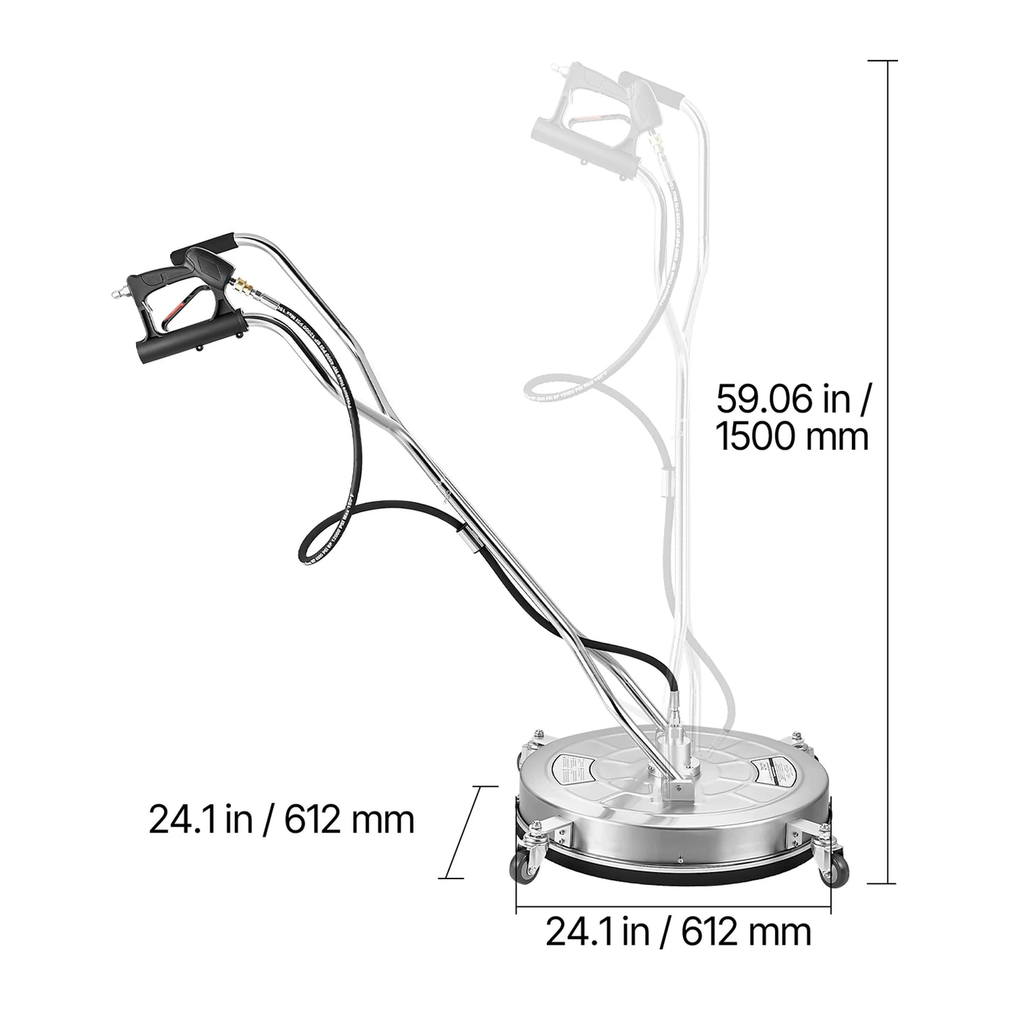 SucceBuy Pressure Washer Surface Cleaner PE Stainless Steel