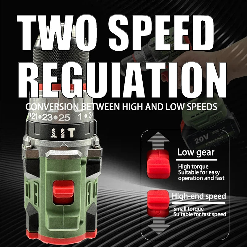 LyUwo 25 3 Brushless Impact Cordless Screwdriver Drill LED