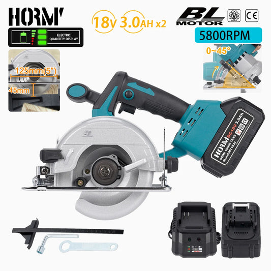 125mm Brushless Mini Circular Saw Cordless 0 to 45 Degree