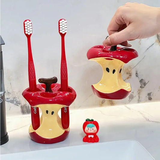 Apple Toothbrush Holder Ceramic Rack Makeup Brush Storage