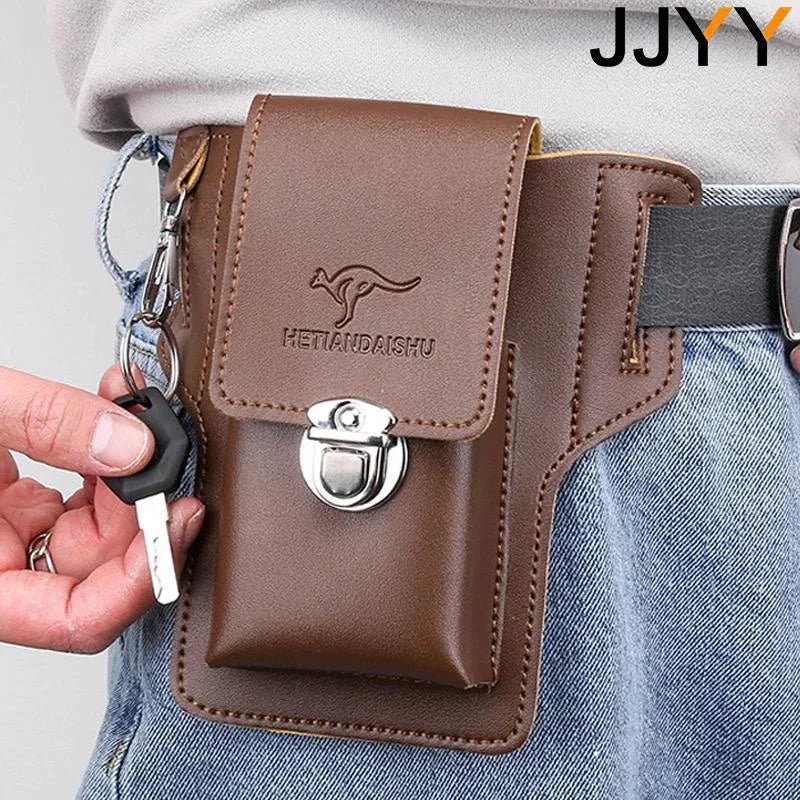 Men Leather Vintage Pack Waist Bag Belt Clip Phone Holster