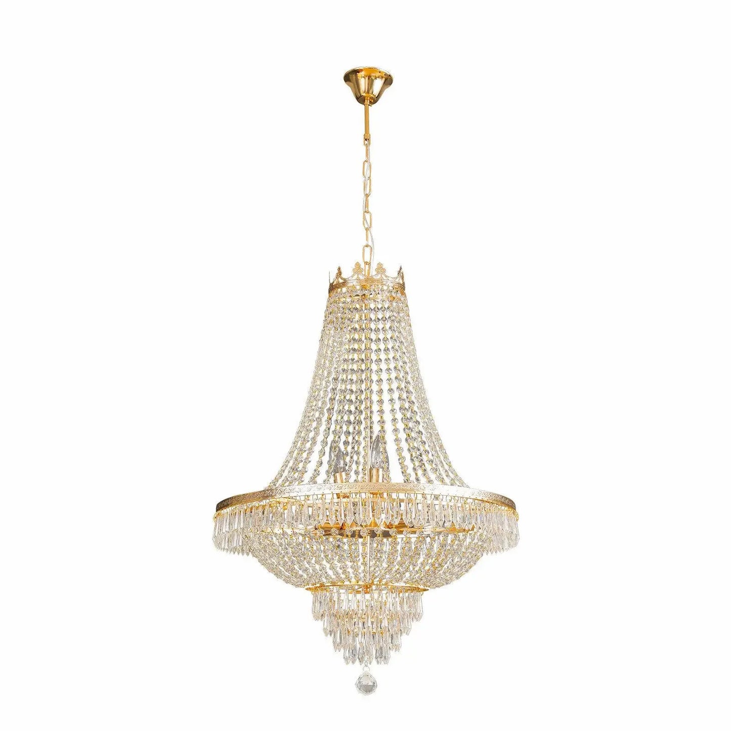 Modern Gold Crystal Chandelier 30in High 24in Dia Pendant