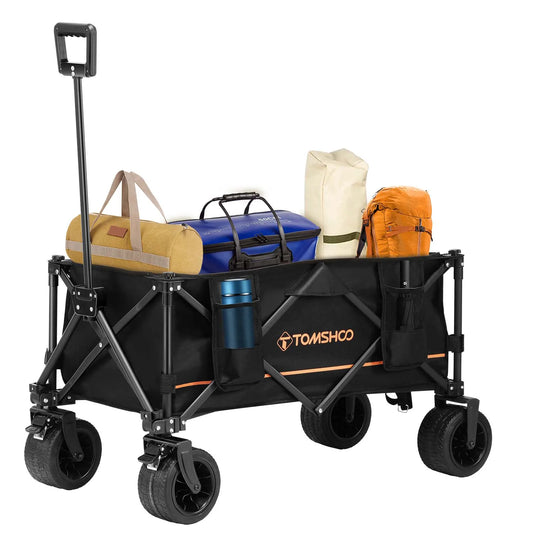 Tomshoo Collapsible Folding Wagon Cart Portable Large Capacity Camping Wagon All Terrain Foldable Wagon Heavy Duty Utility Wagon