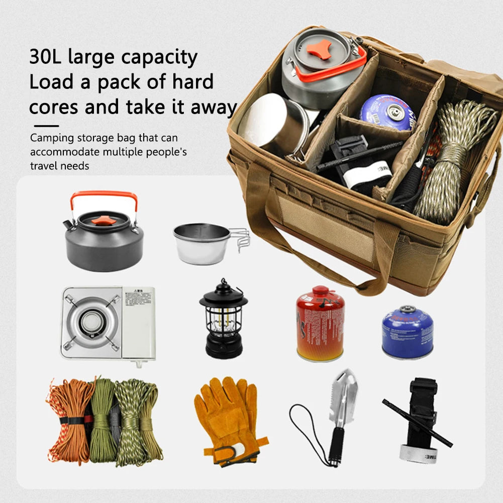 30L Camping Cooking Utensil Organizer Car Trunk Storage Bag