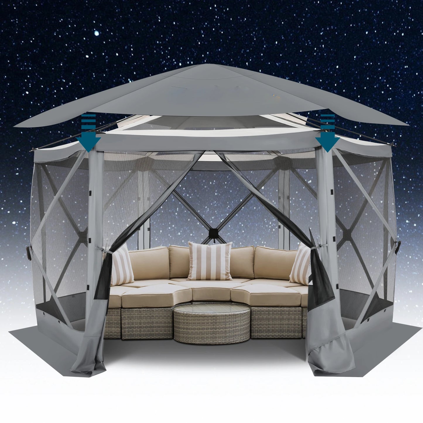 Pop Up Gazebo Screen Tent 12x12ft Outdoor Screened Gazebo with Removable Roof for Camping