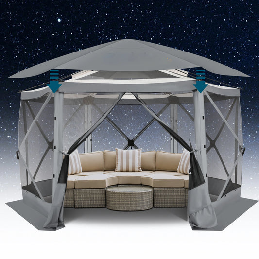 Pop Up Gazebo Screen Tent 12x12ft Outdoor Screened Gazebo with Removable Roof for Camping