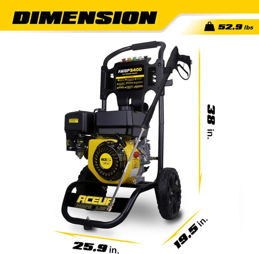 Gas Pressure Washer 3400 PSI 2.6 GPM 212cc Gas Power