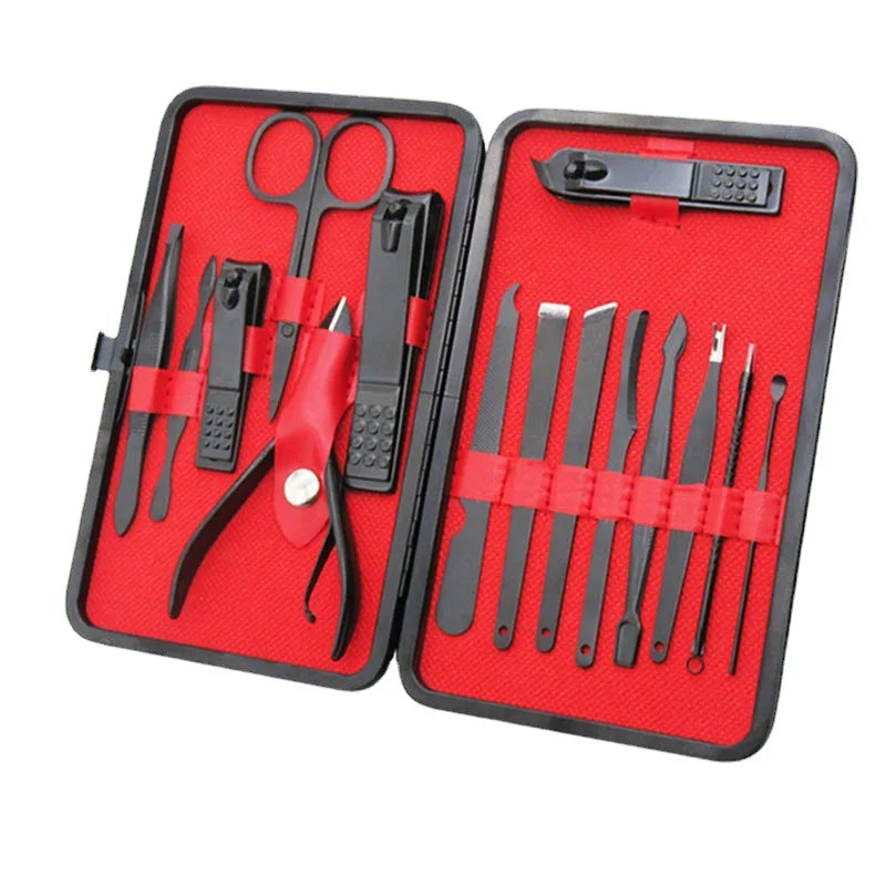24Pcs Professional Black Nail Clippers Kit For Men And Women