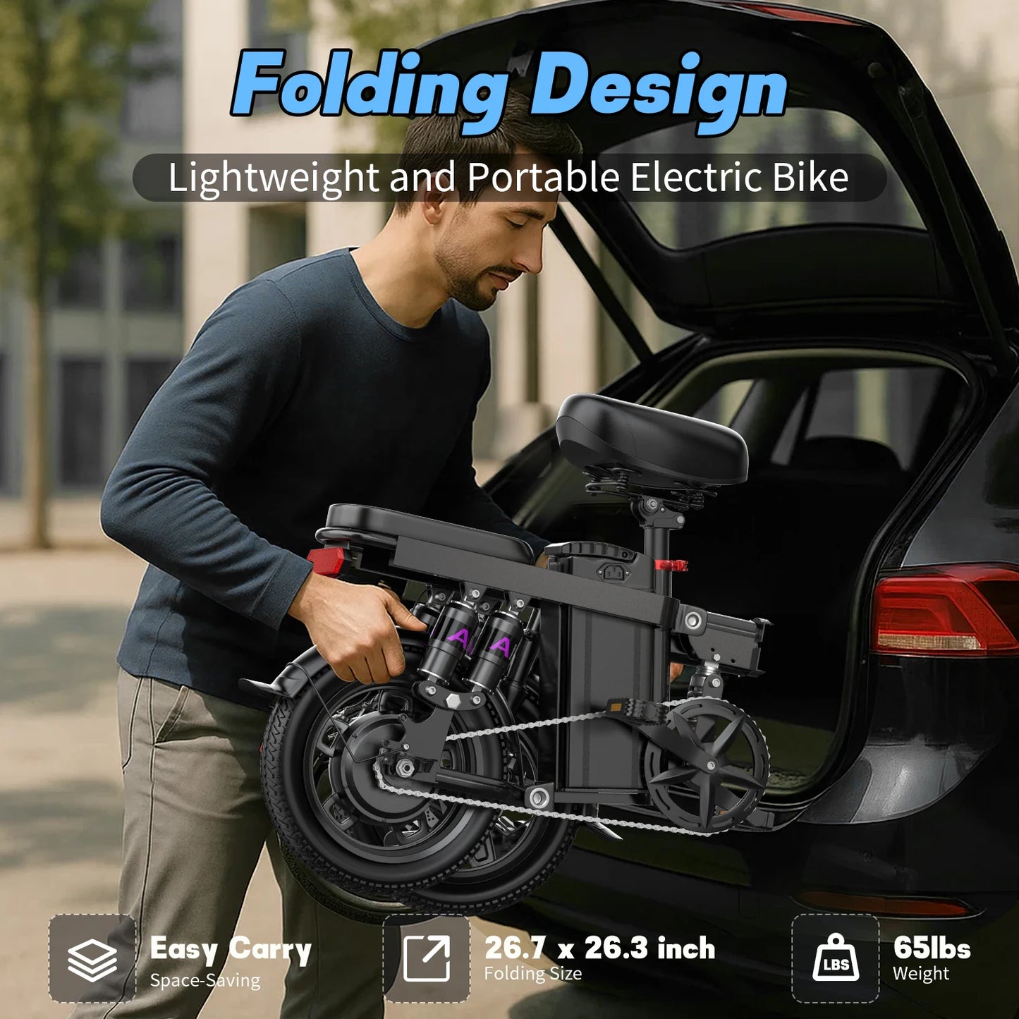 Folding Electric Bike for Adults and Teens 750W Peak Motor 20 Plus MPH 35 Miles Commuter Ebike with 48V 15AH Removable Battery