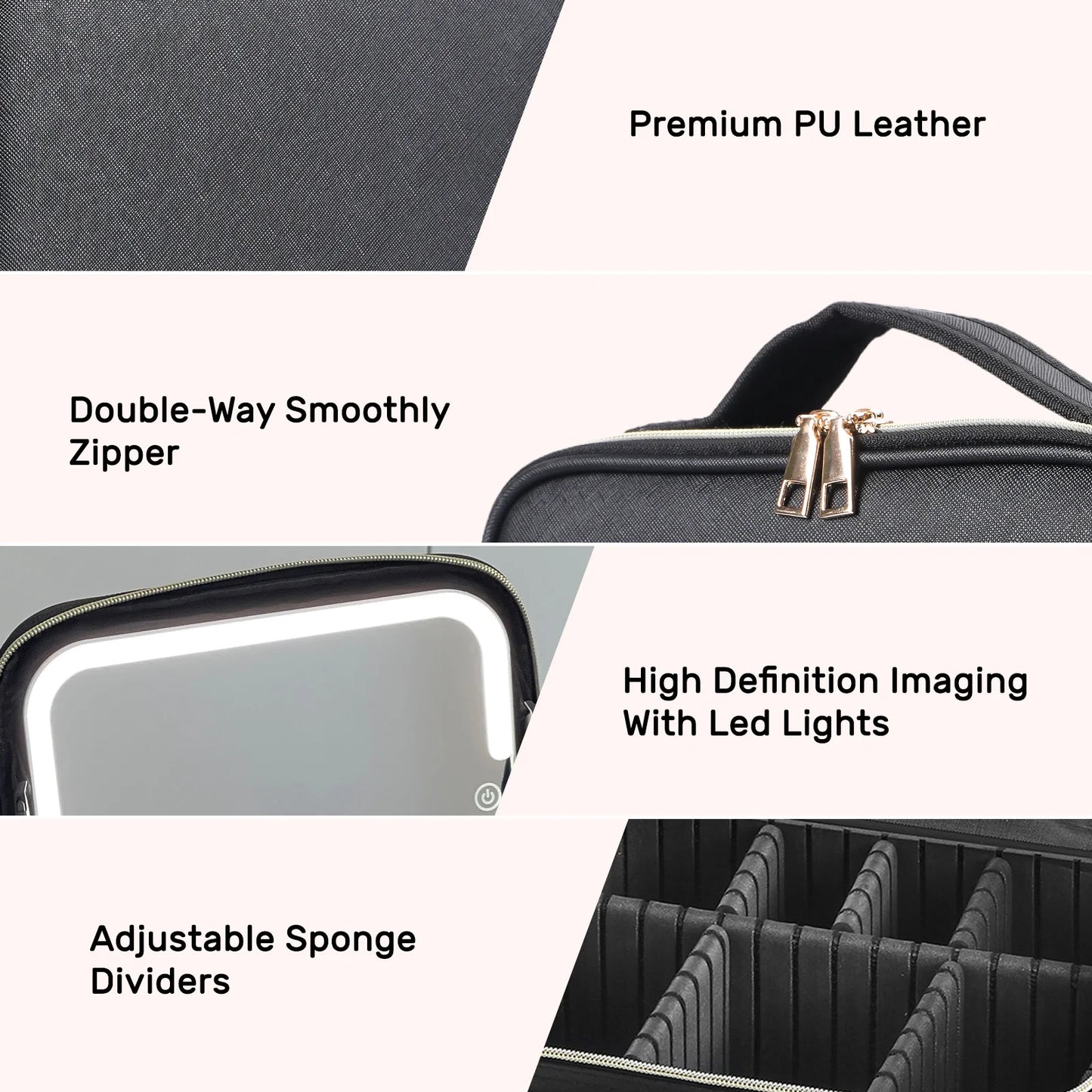 Travel Makeup Bag With LED Lighted Mirror For Home Gift