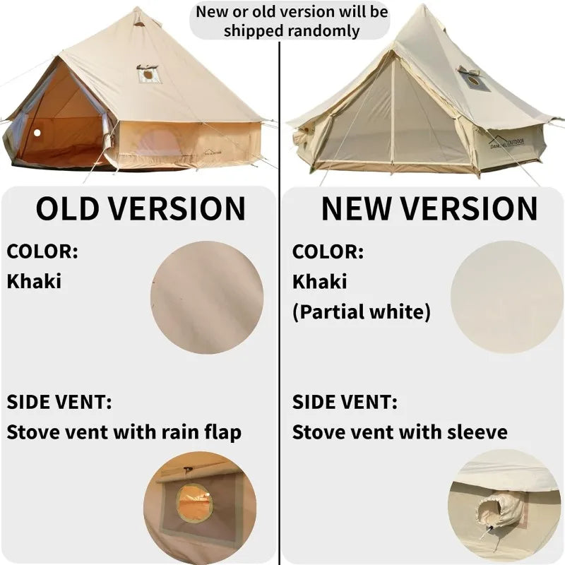 Danchel Outdoor B5Pro 4 Season Canvas Bell Tent with 2 Stove Jacks Glamping Yurt Tent for 4 6 or 8 Person Use