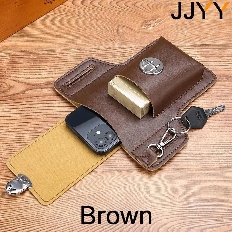 Men Leather Vintage Pack Waist Bag Belt Clip Phone Holster