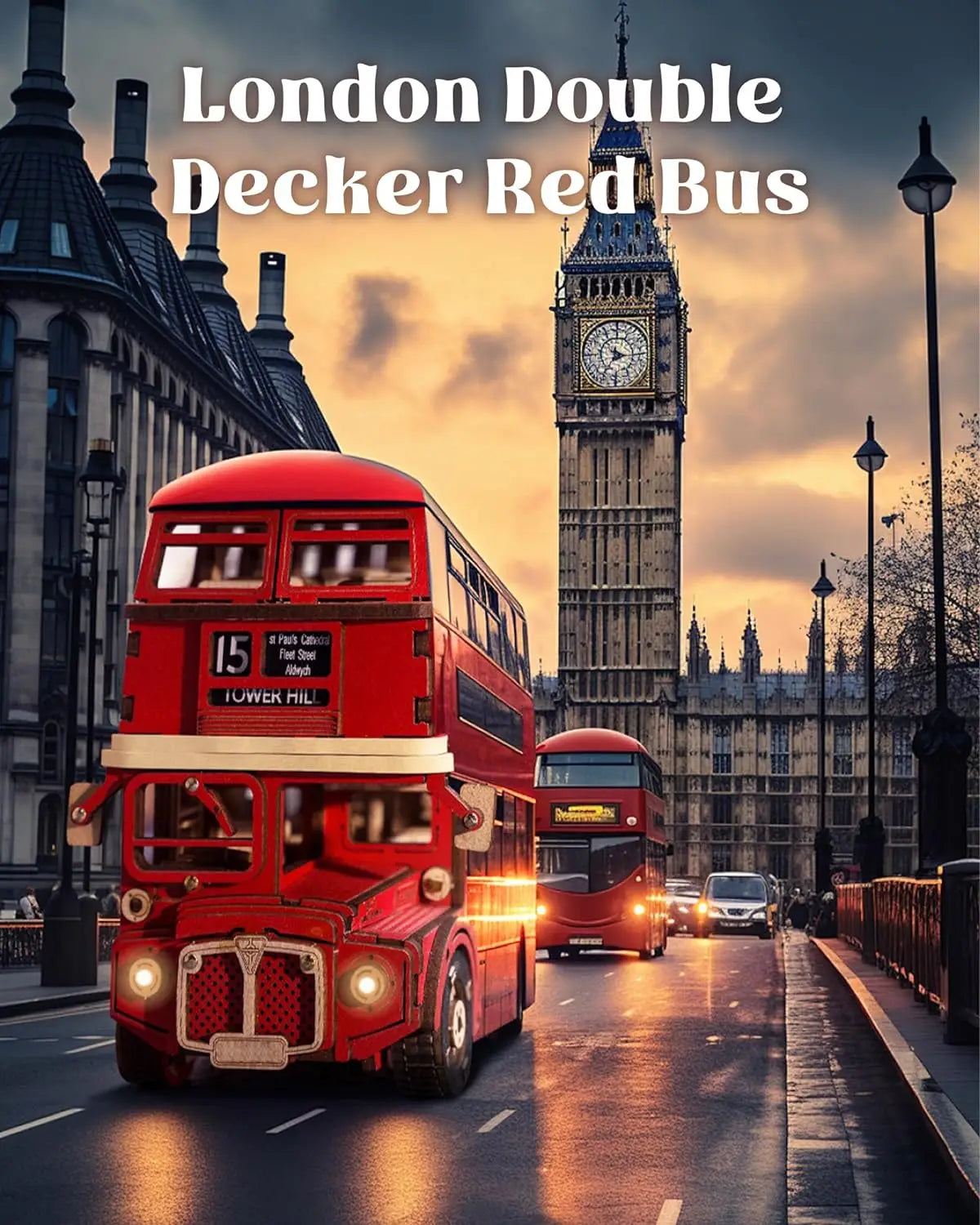 Robotime Rolife London Tour Bus 3D Wooden Puzzles Model Toy