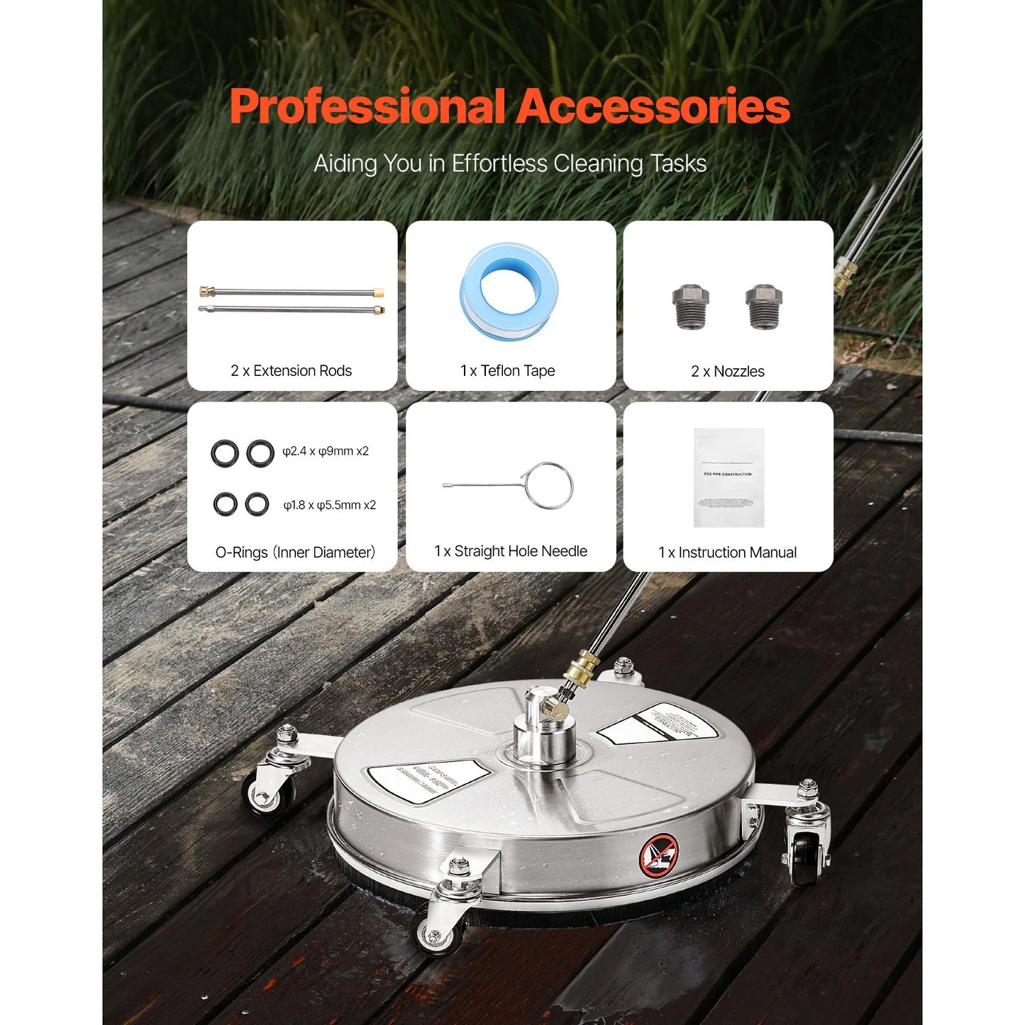 SucceBuy Pressure Washer Surface Cleaner PE Stainless Steel