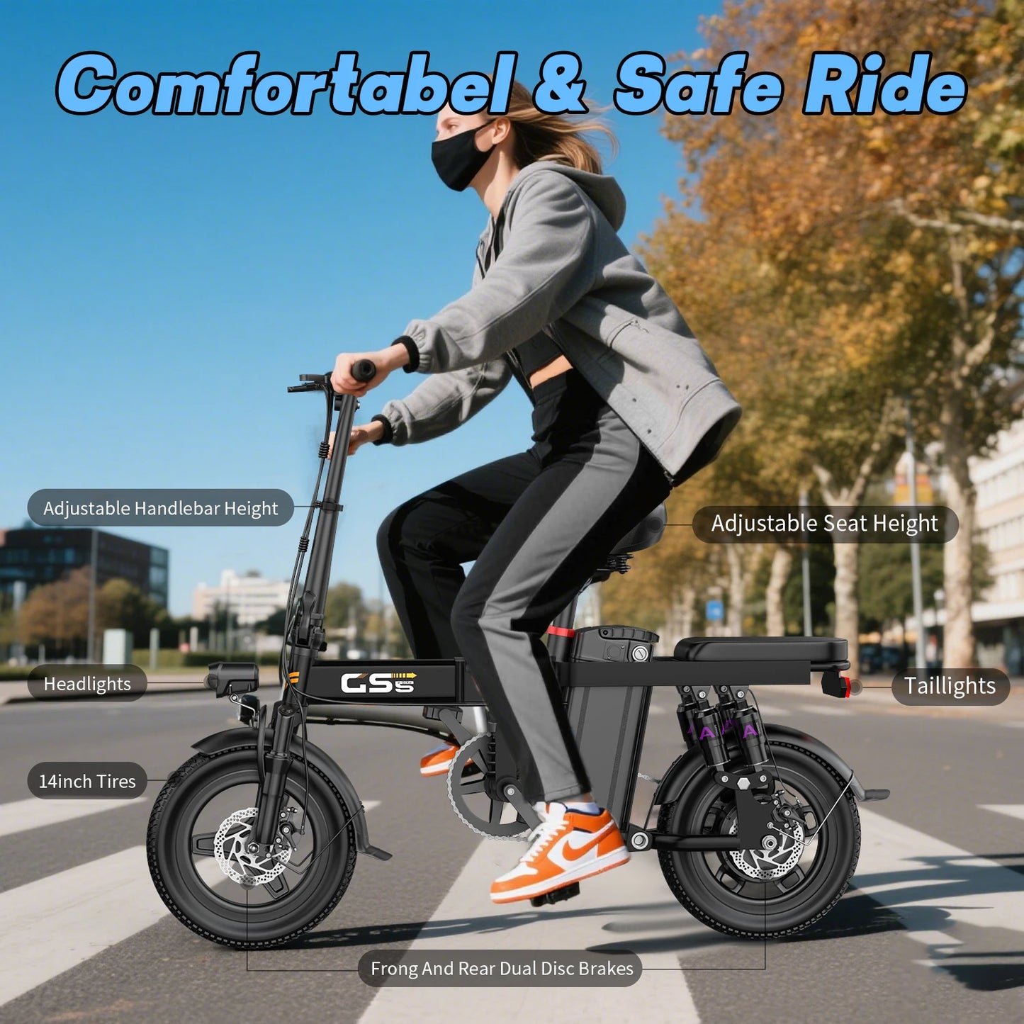 Folding Electric Bike for Adults and Teens 750W Peak Motor 20 Plus MPH 35 Miles Commuter Ebike with 48V 15AH Removable Battery