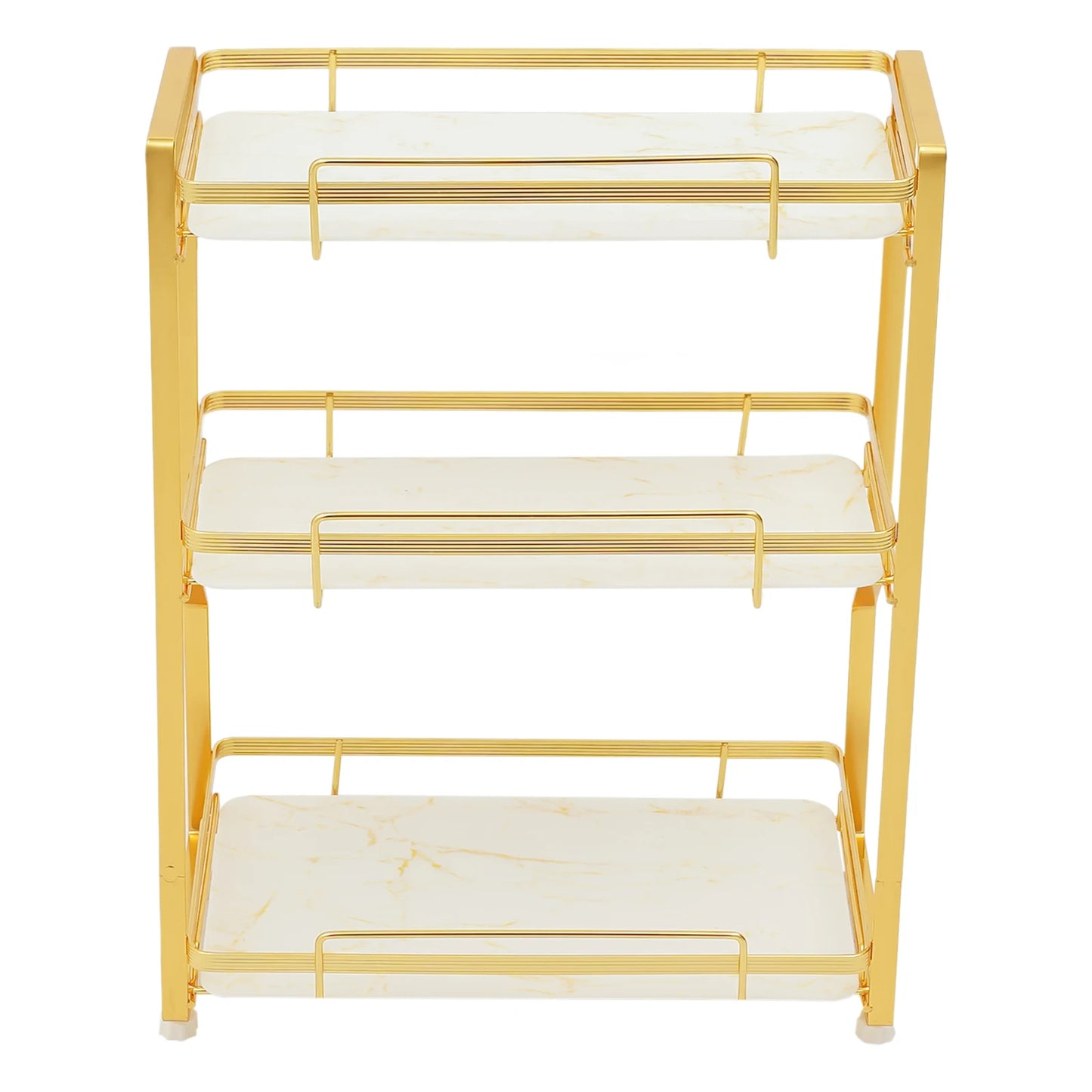 Triple Tier Gold Bathroom Countertop Organizer For Skincare