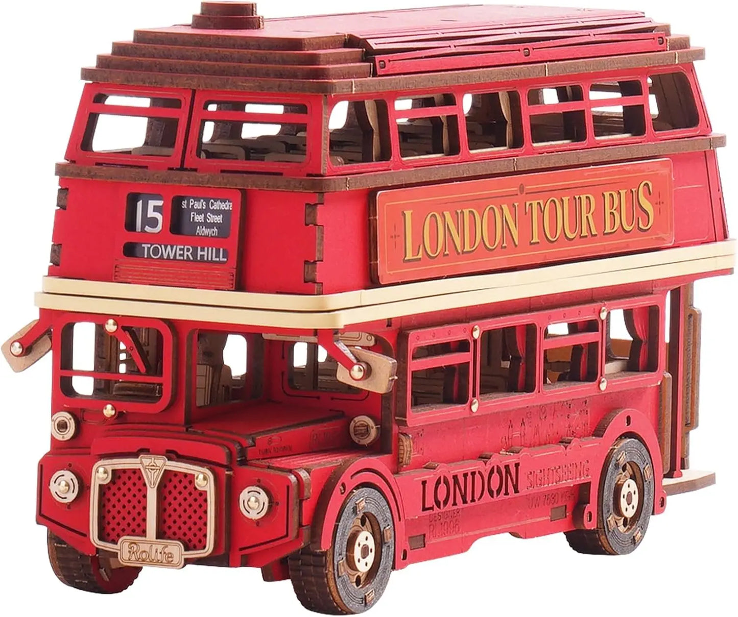 Robotime Rolife London Tour Bus 3D Wooden Puzzles Model Toy