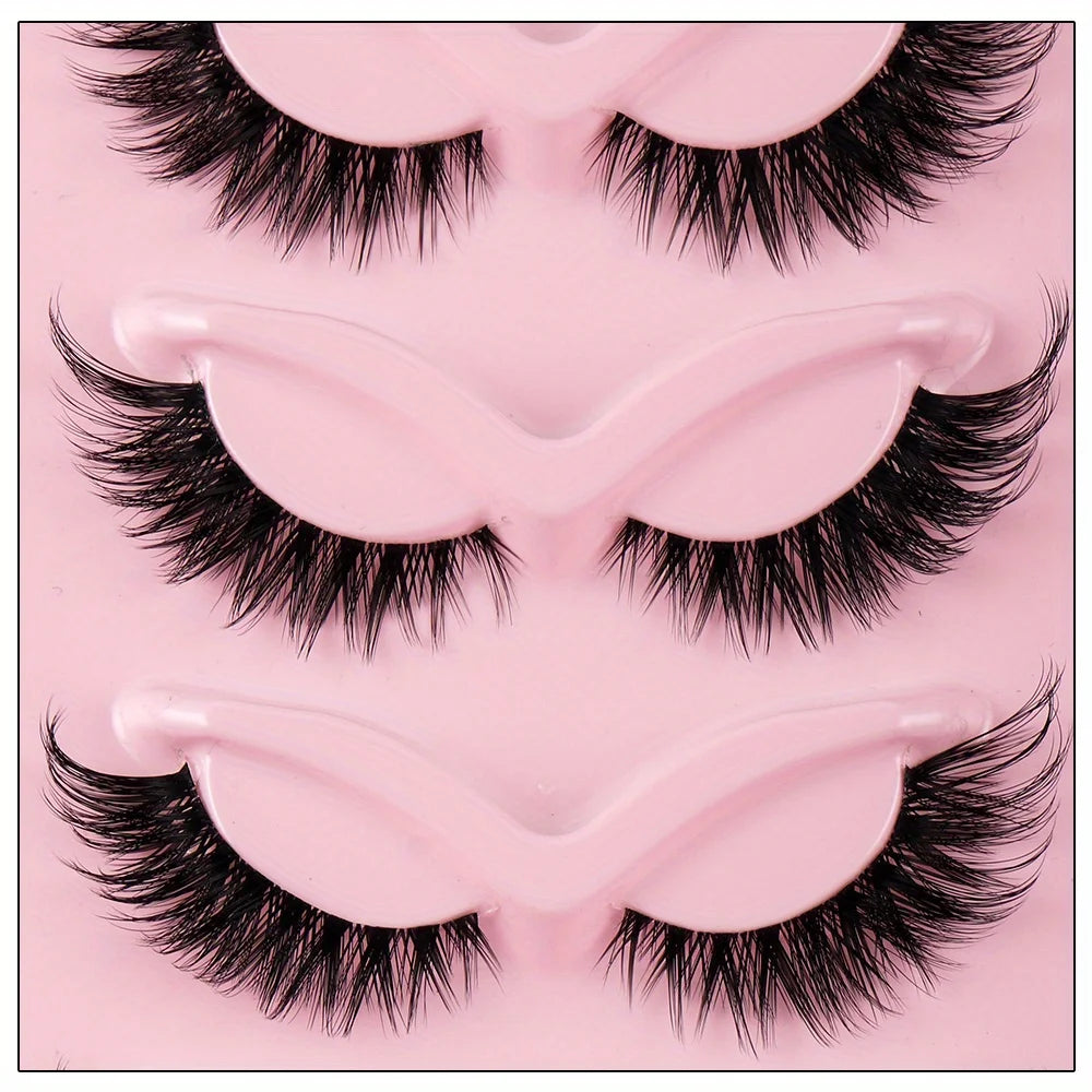 3Boxes Cat Eye Lashes 15Pairs Natural Long Winged Fake Eyelashes