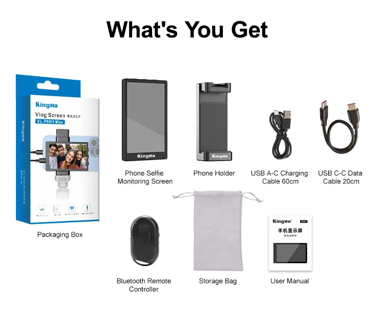 King Ma Phone Vlog Selfie Monitor Screen for iPhone Vlogs