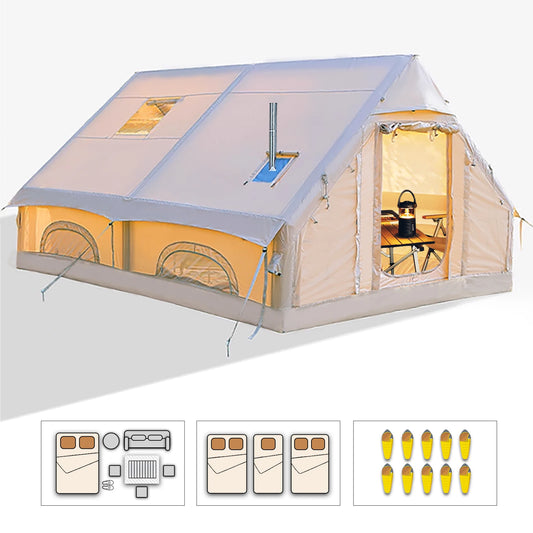 Large Inflatable Camping Tent with Hand Pump Easy Setup Portable Tent for Camping 129 Square Feet Capacity