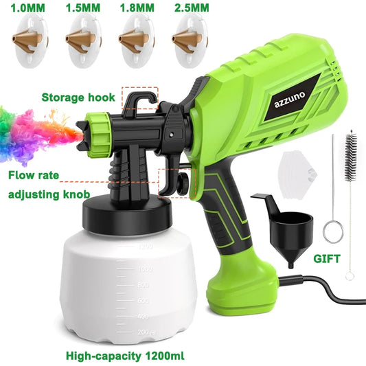 550W HVLP Electric Spray Gun 1200ML Capacity 4 Nozzles