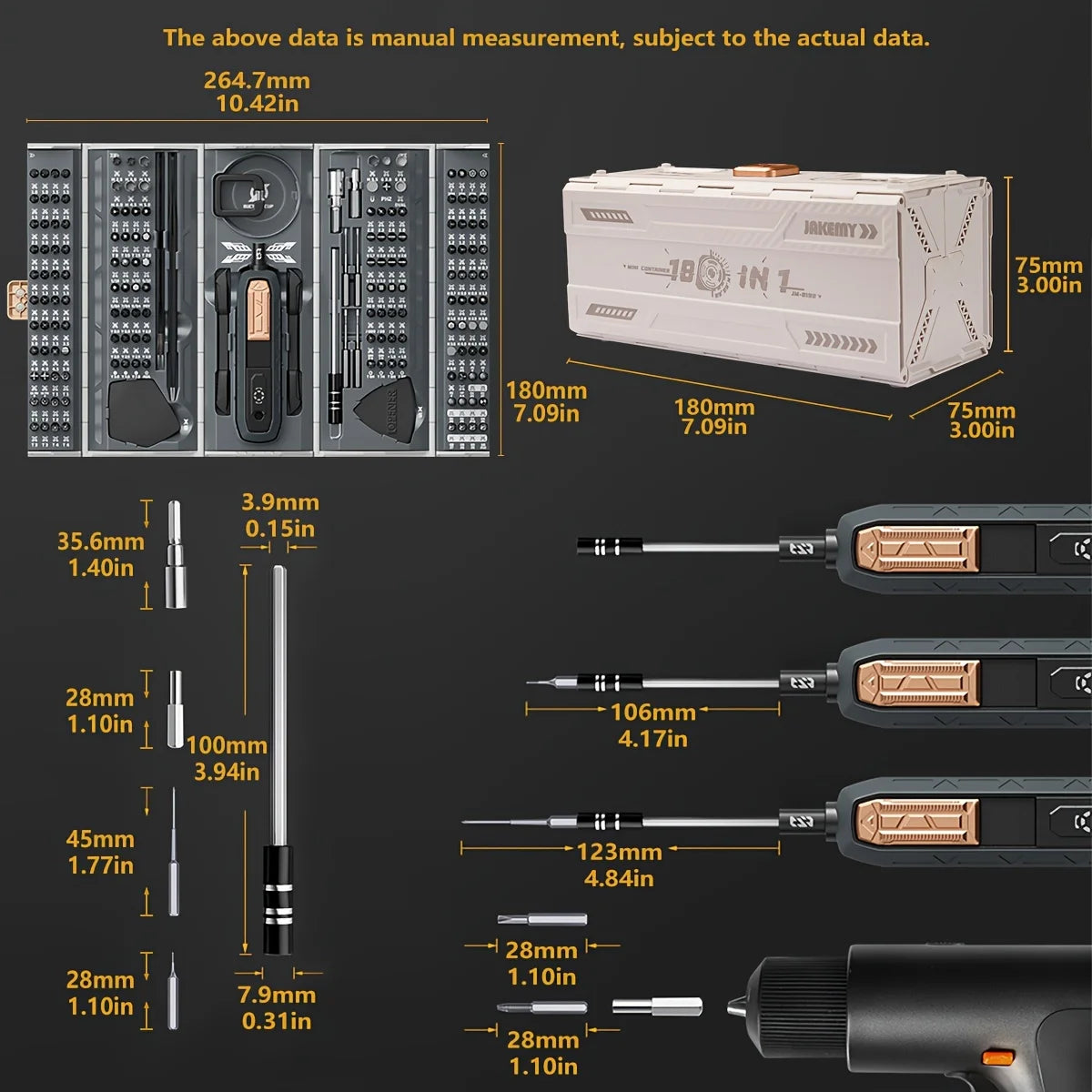 180 In 1 Screwdriver Set Magnetic Bits For Phone PC Glasses