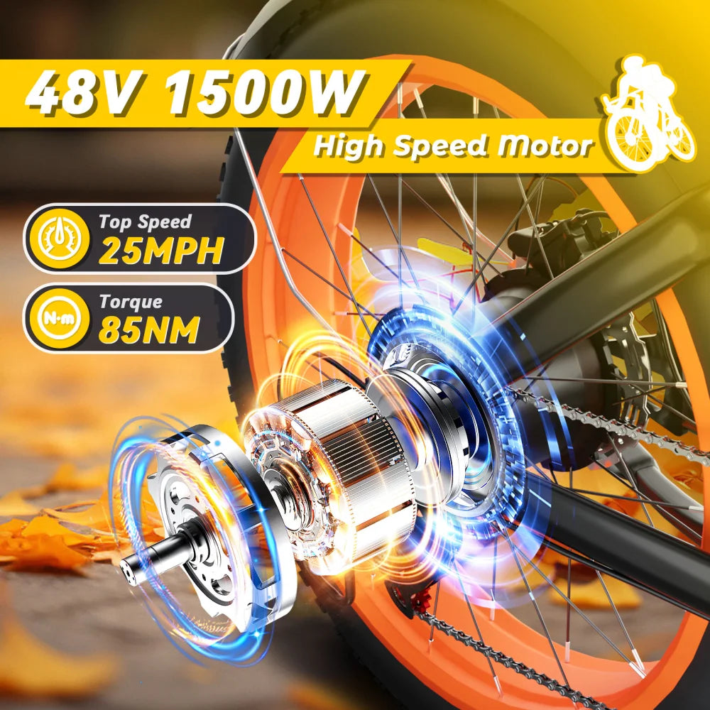 Electric Mountain Bike for Adults 20 Inch 1500W Peak Range