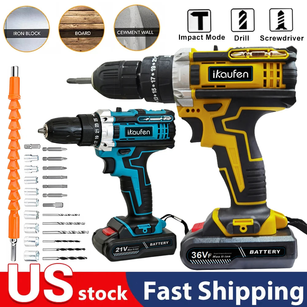 21V Cordless Drill Screwdriver Mini Wireless Power Driver