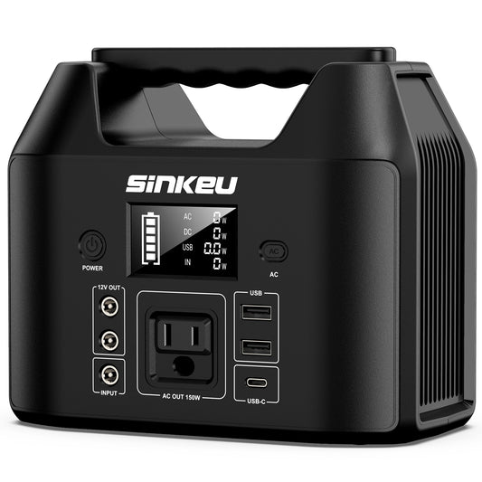 150W Portable Power Station with 122.8Wh LiFePO4 Battery Solar Generator Power Bank AC 110V and LED Flashlight for Camping Home and RV