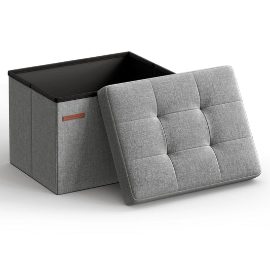 Songmics Small Folding Storage Ottoman Foot Rest Stool