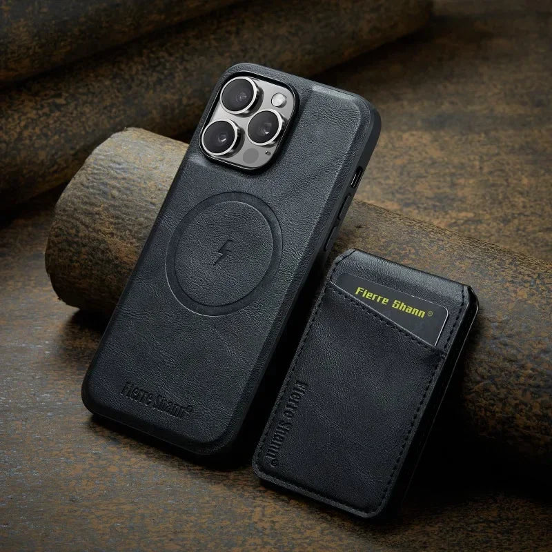 2 In 1 Magsafe Magnetic Leather Flip Phone Case for iPhone 16 Pro Max 16 Plus 15 14 13 12 11 Pro Cards Slot Holder
